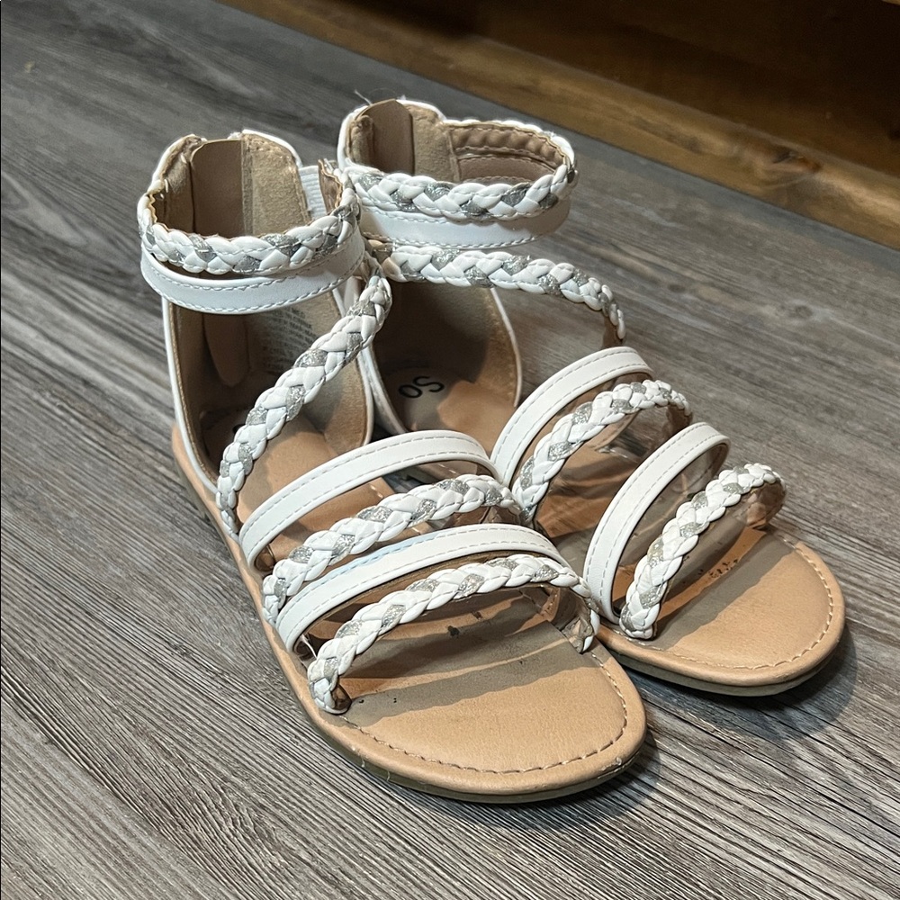 SO White Braided Strap Sandals-Size 12